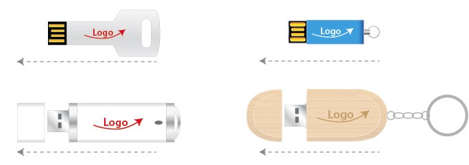 Positionerung und Aufdruck auf einem USB-Stick