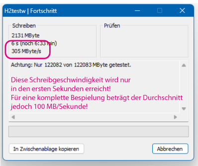 Schreibgeschwindigkeit Solid Flash Start