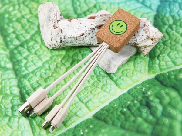 Ladekabel Eco Kork Bio Kunststoff für iPhones, Smartphones, mobile Endgeräte
