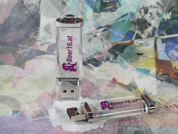 usb stick crystal durchsichtig transparent digitaldruck edel logo