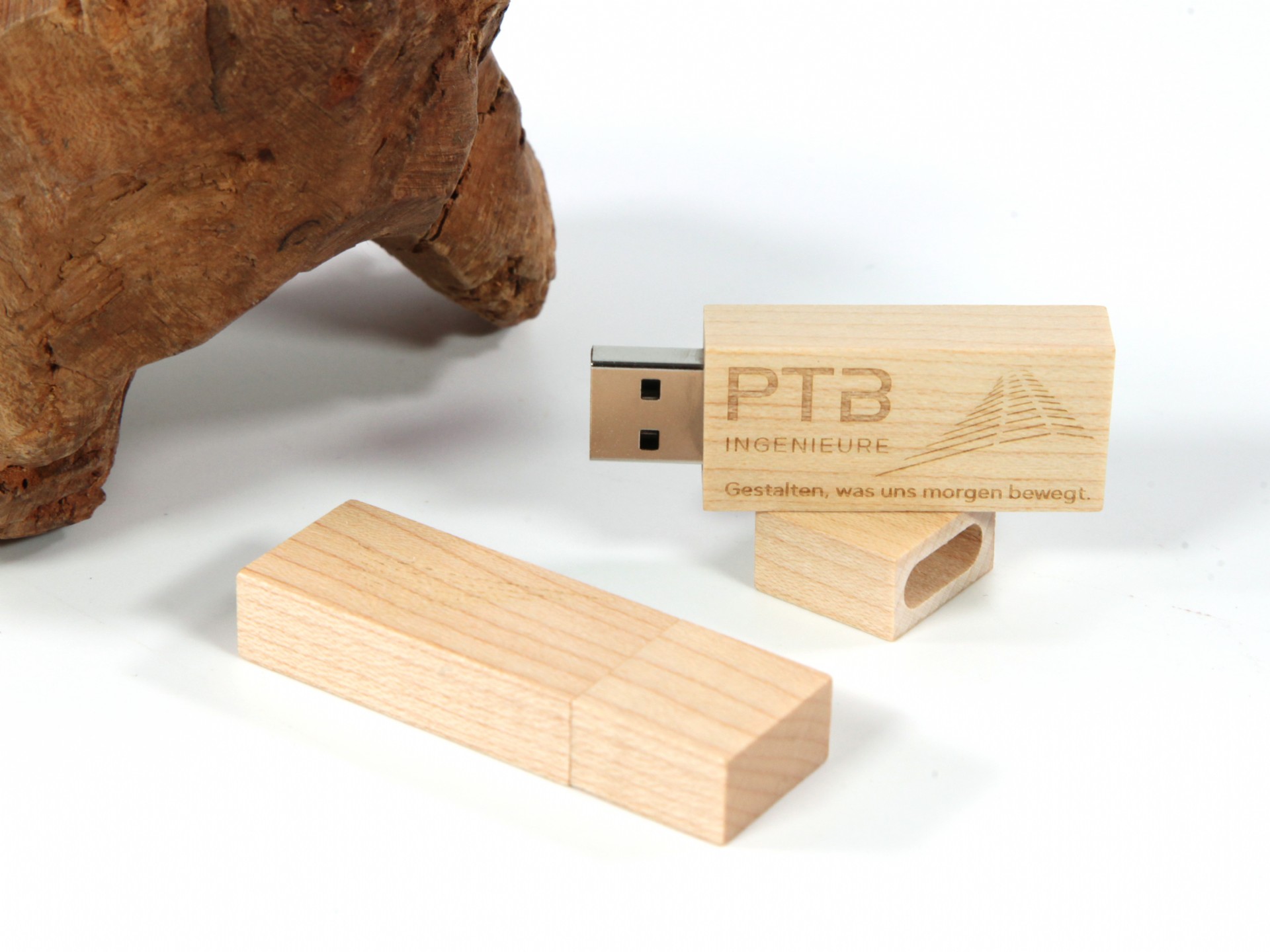 usb stick holz classic gravur natur hellbraun öko werbung