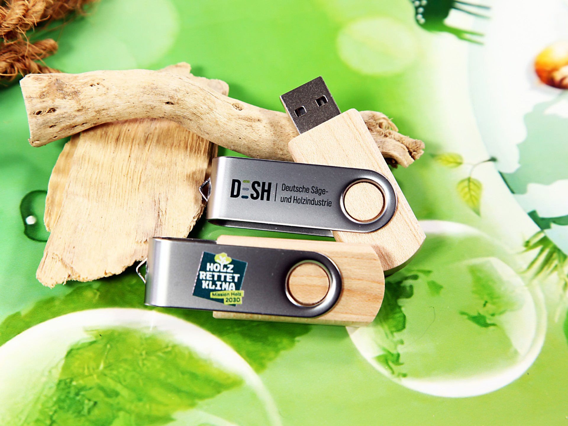 usb twister holz mit bedruckung