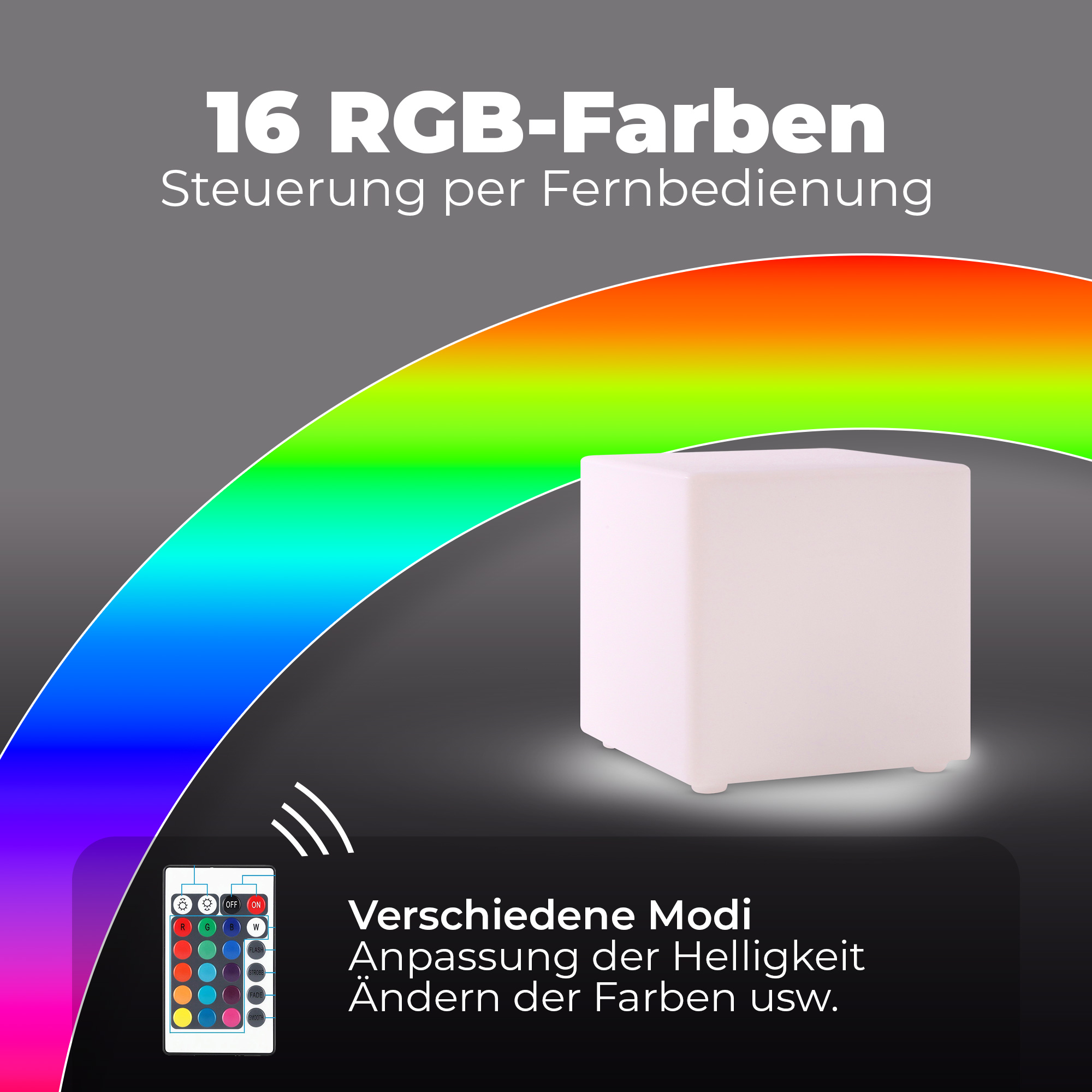 Die Steuerung erfolgt durch eine Fernbedienung - 16 Farben