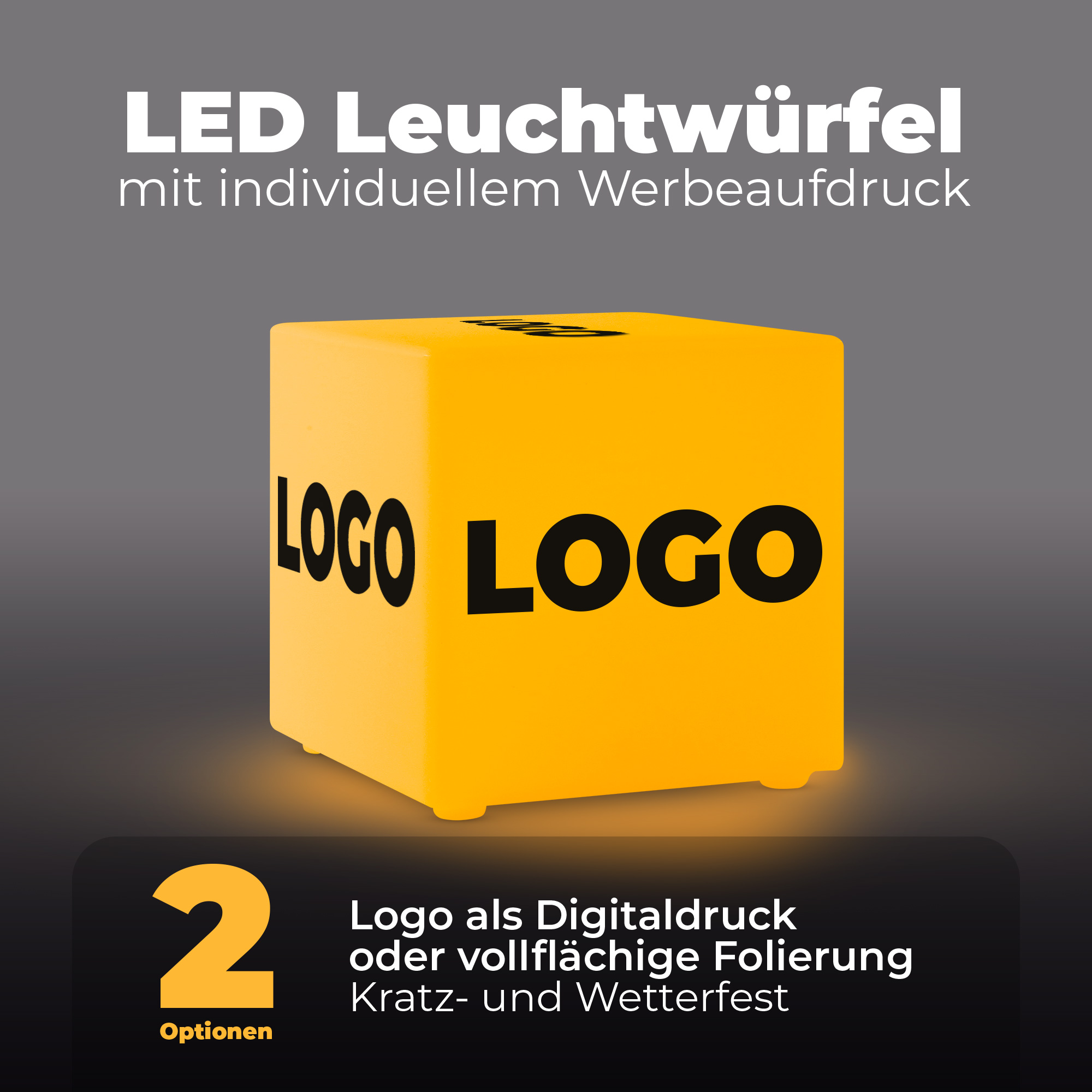 LED Leuchtwürfel bedruckt oder vollflächig foliert